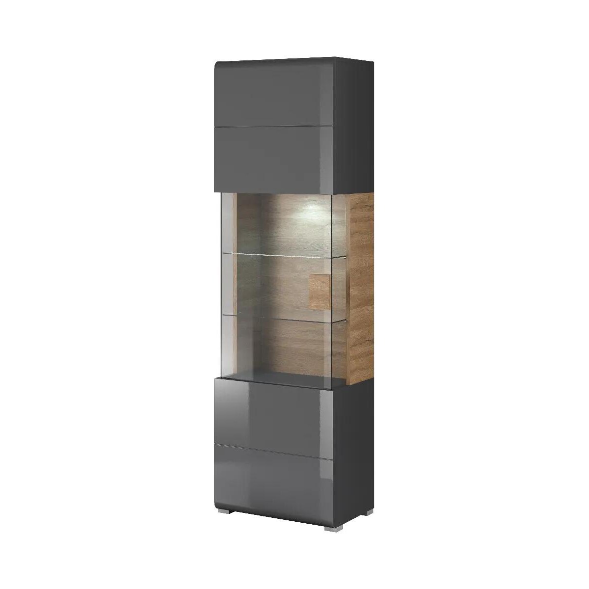 Witryna TOLEDO 1D antracyt połysk/dąb grandson