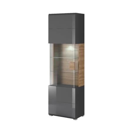 Witryna TOLEDO 1D antracyt połysk/dąb grandson