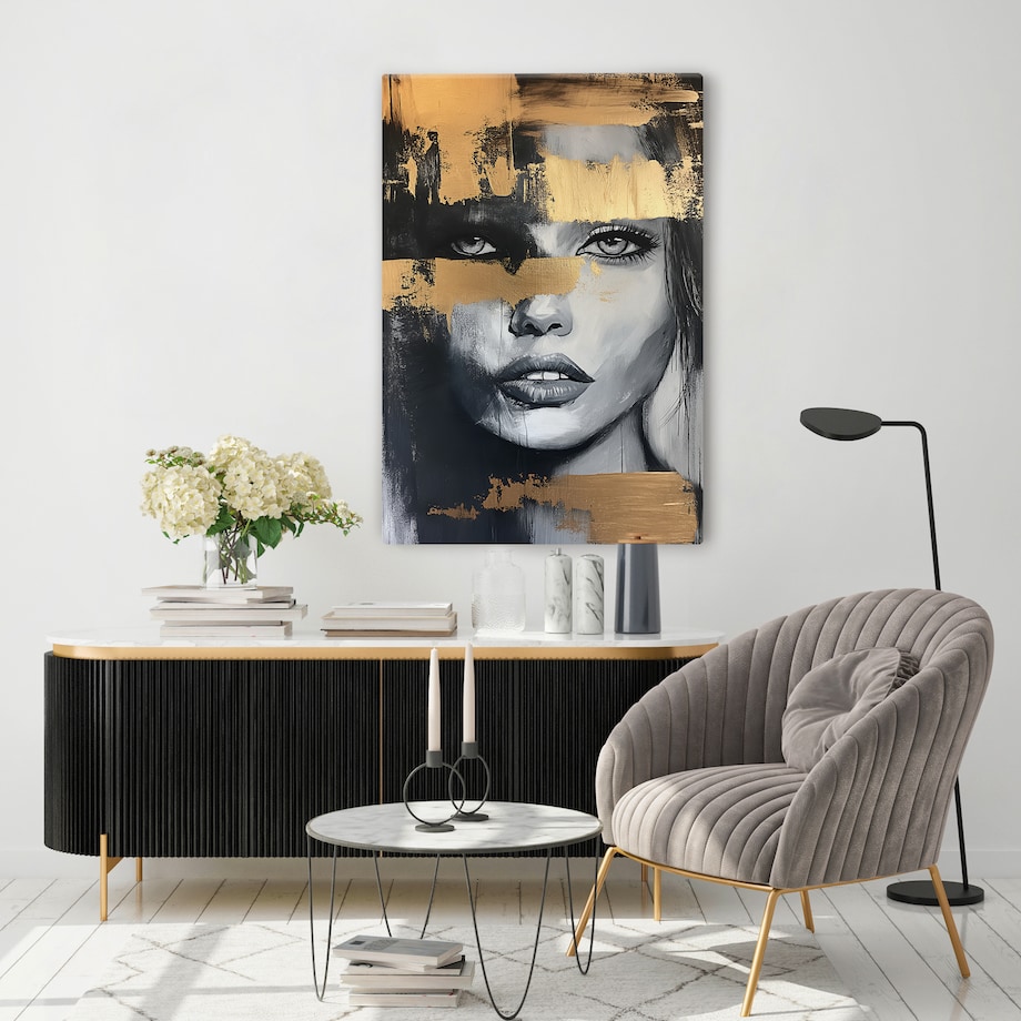DUŻY OBRAZ NA PŁÓTNIE DO SALONU KOBIECY PORTRET GLAMOUR ABSTRAKCJA 50x70cm
