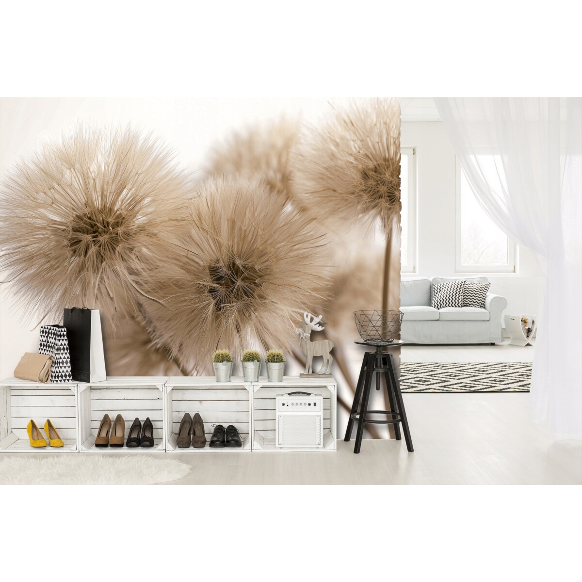 Fototapeta Do Sypialni Salonu Na Flizelinie Dmuchawce Natura Brązowy 250x175