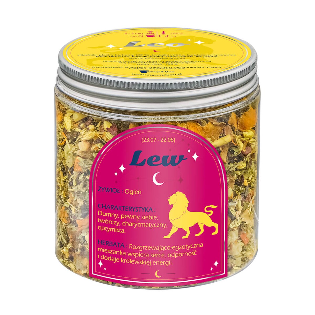 Herbata Zodiakalna LEW - herbaciany susz napar ziołowa mieszanka na astrologiczny prezent upominek podarunek dla osoby ze znakiem zodiaku LWA