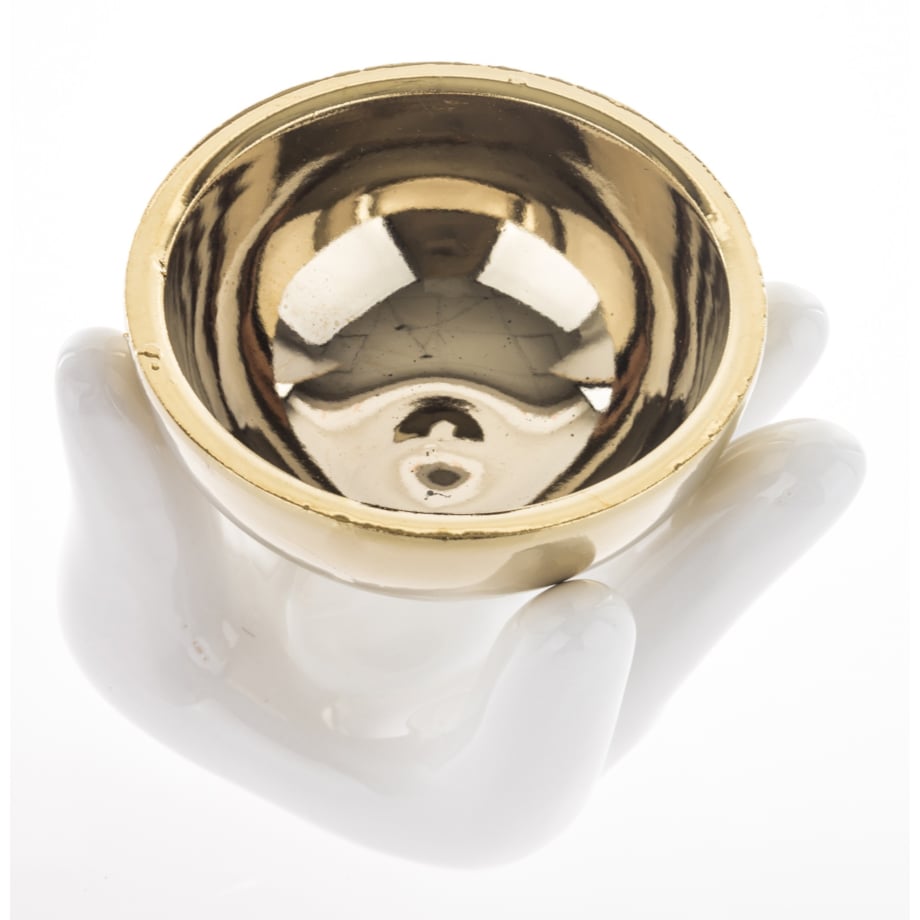 Kominek zapachowy ceramiczny 10x12x10,5 cm AROMA biało-złoty