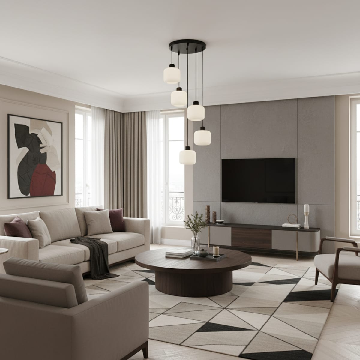 lampa wisząca kaskadowa 5 punktowa edylit do salonu