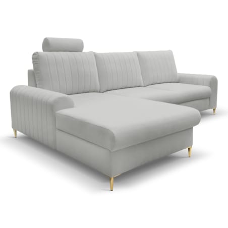 Elegancki narożnik MANGO z funkcją spania lewy - kolor popiel