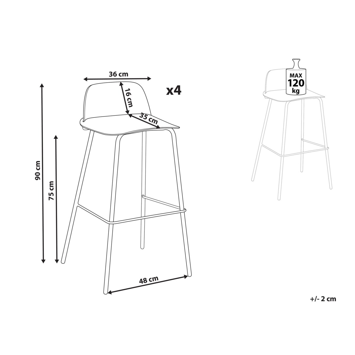 Zestaw 4 krzeseł barowych różowy MORA II