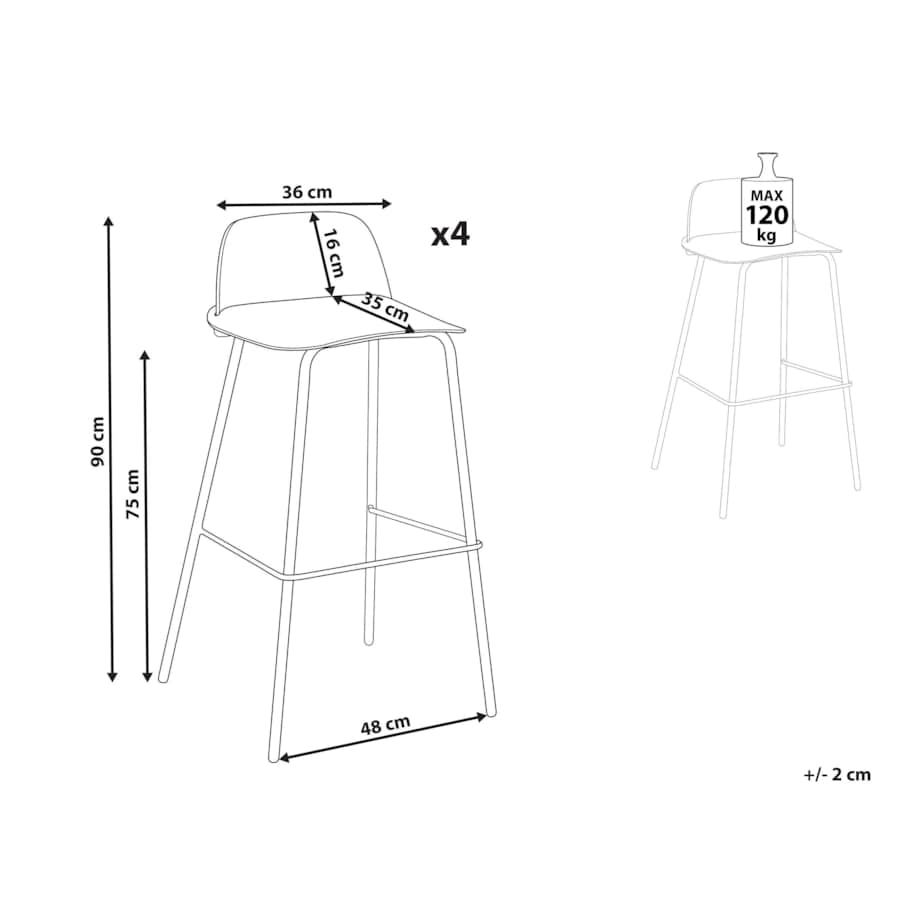 Zestaw 4 krzeseł barowych różowy MORA II