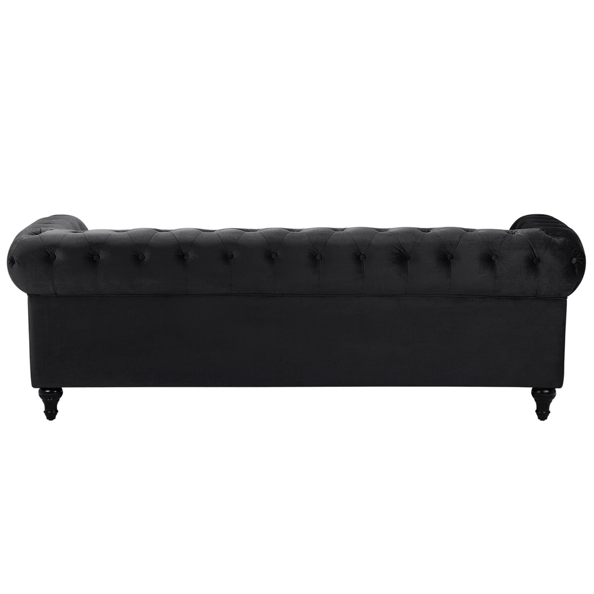 Sofa 3-osobowa welurowa czarna CHESTERFIELD