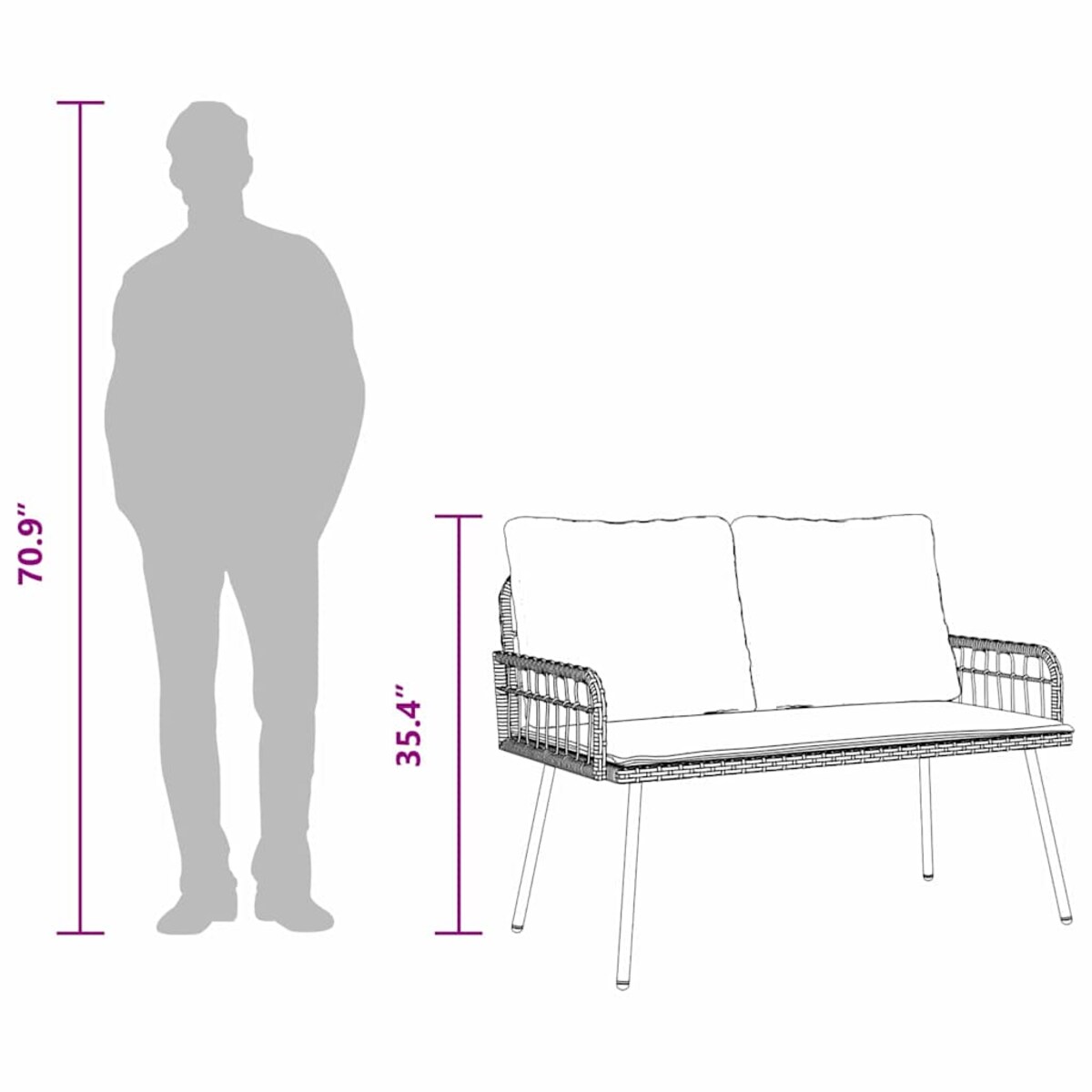 vidaXL Zestaw do jadalni w ogrodzie 2 pcs Naturalny polirattan