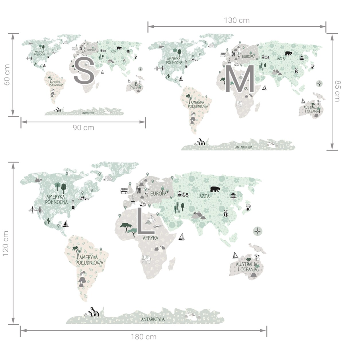 Naklejka na ścianę Mapa świata tropic sand S