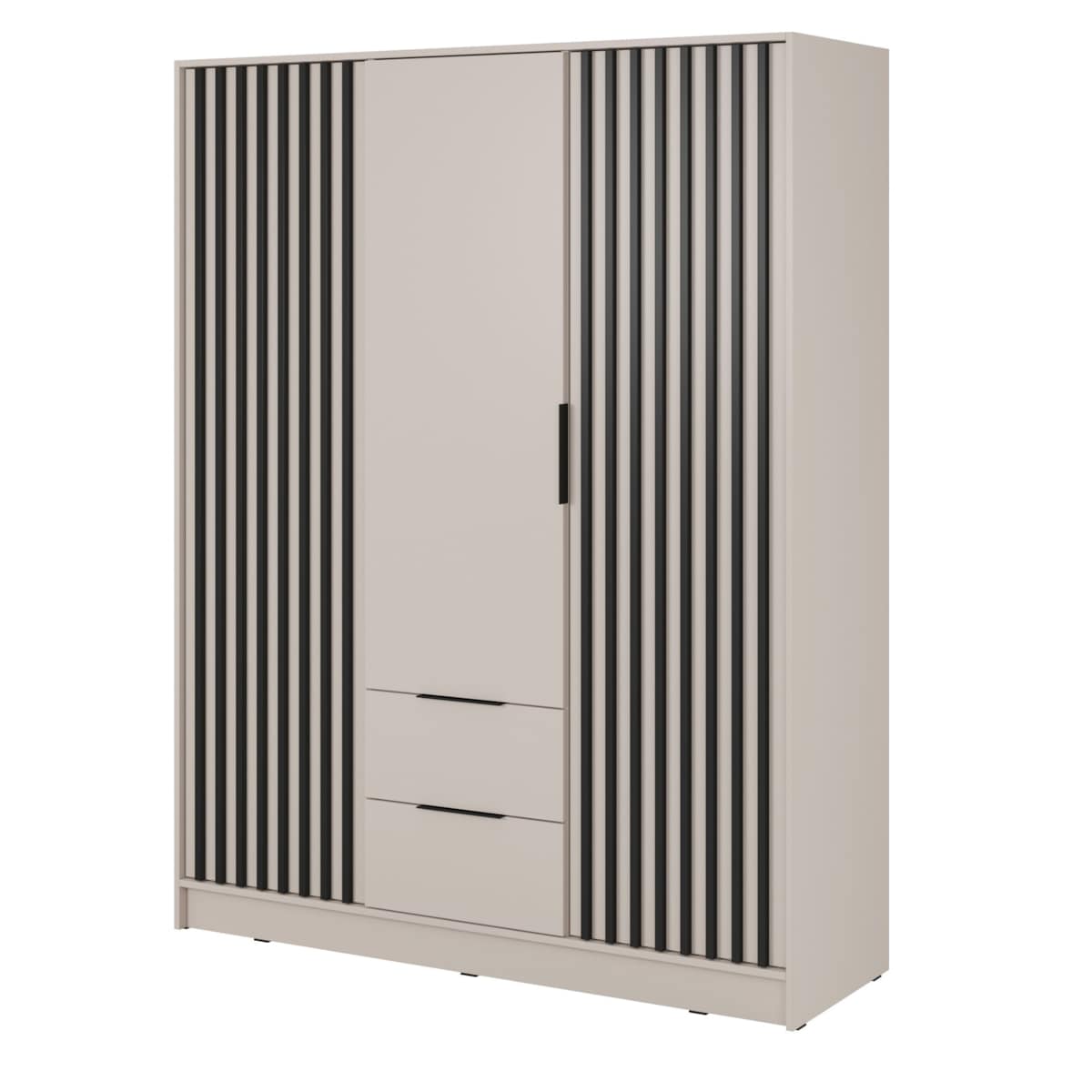 Szafa KELLY trzydrzwiowa z lamelami 155 cm - kaszmir