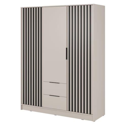 Szafa KELLY trzydrzwiowa z lamelami 155 cm - kaszmir