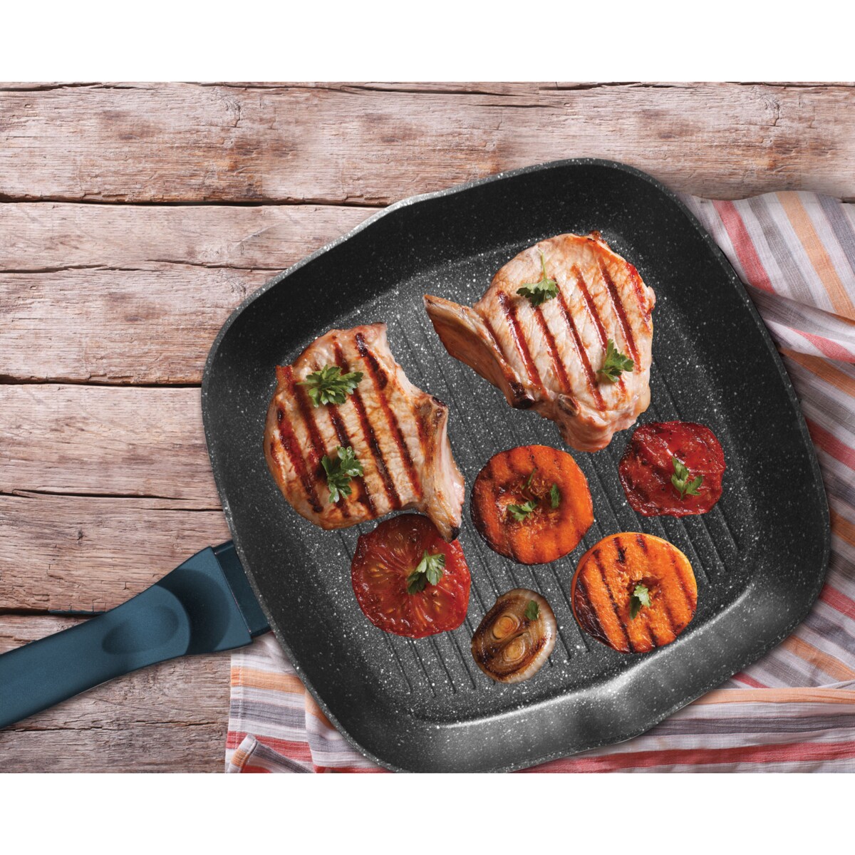 Patelnia z powłoką granitową grill 28cm BERLINGER HAUS Metallic Aquamarine