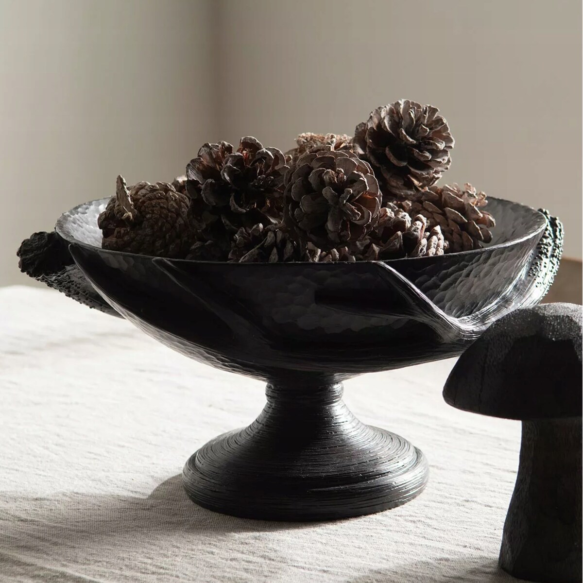 MISA NA OWOCE OKRĄGŁA DUŻA CZARNA na nóżce 31cm patera miska retro vintage