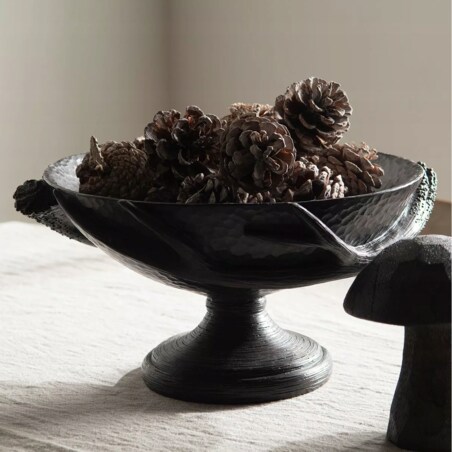 MISA NA OWOCE OKRĄGŁA DUŻA CZARNA na nóżce 31cm patera miska retro vintage