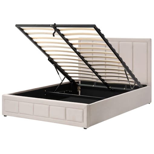 Łóżko z pojemnikiem QUIBERON 140 x 200 cm Beżowy