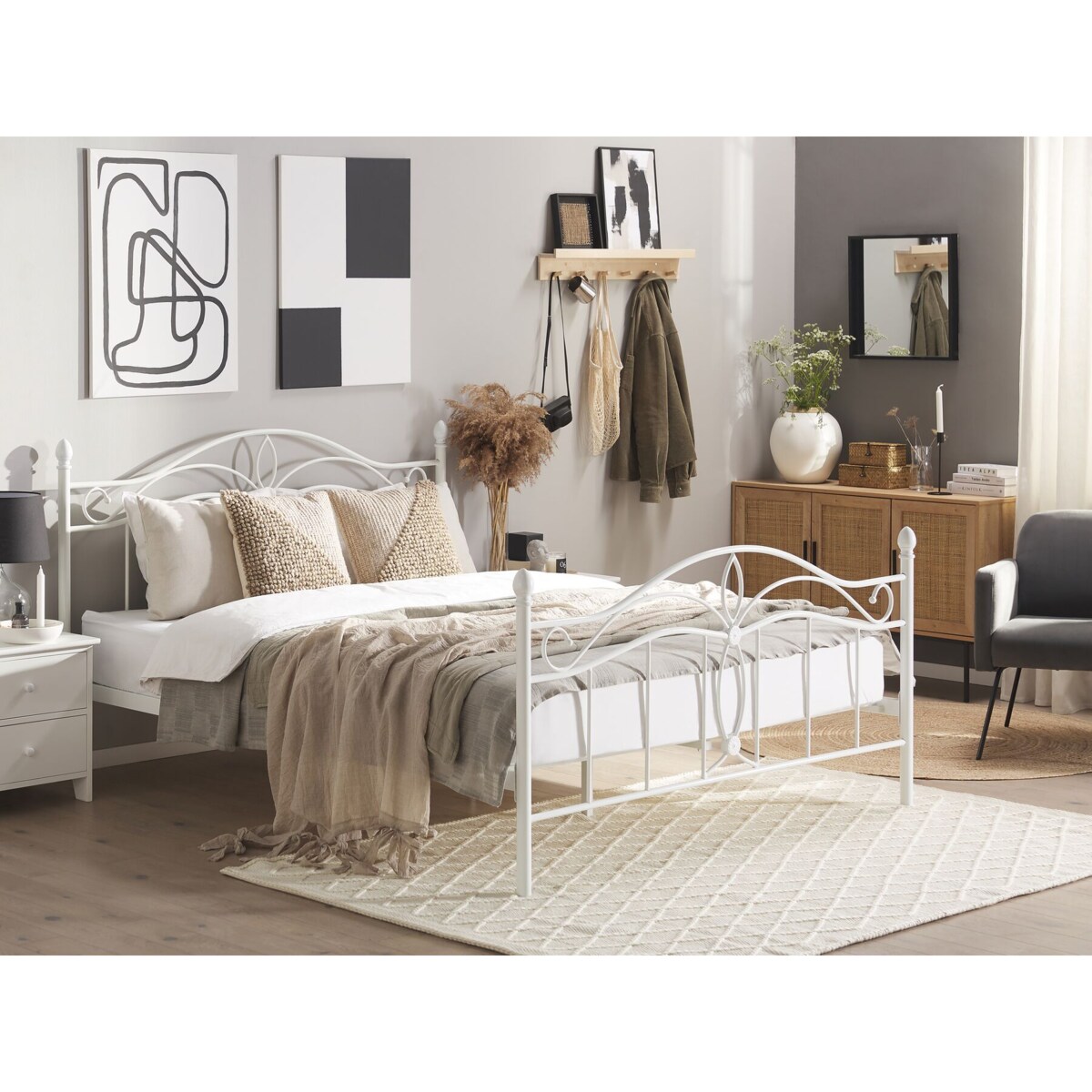 Łóżko metalowe 140 x 200 cm białe ANTLIA
