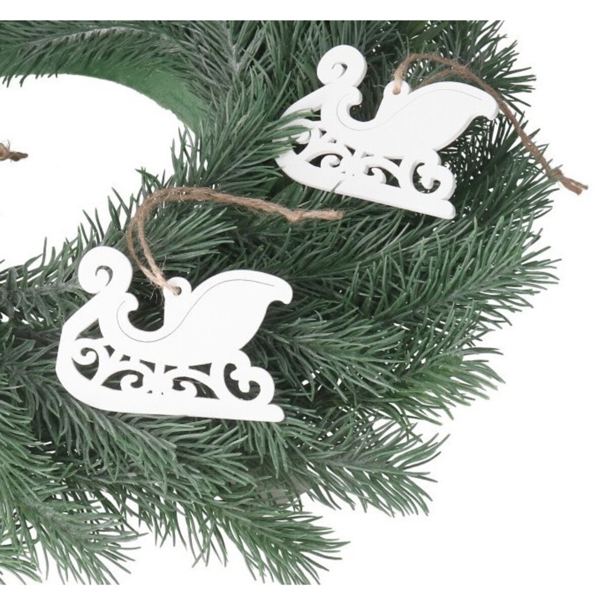 Bombki Na Choinkę Drewniane Ozdoba Stroik 6Szt Sanie