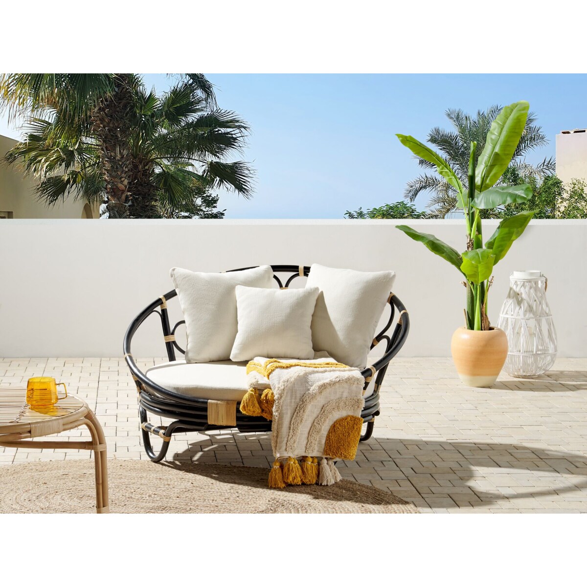 Kosz ogrodowy rattanowy czarny ROSSANO