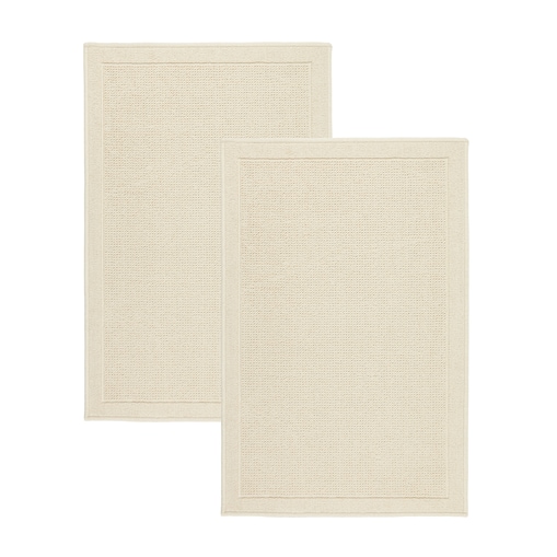 Komplet 2 szt Dywanik bawełniany 50x80 cm Lino antypoślizgowy egipski do prania pokoju łazienki zestaw Ramka beżowy