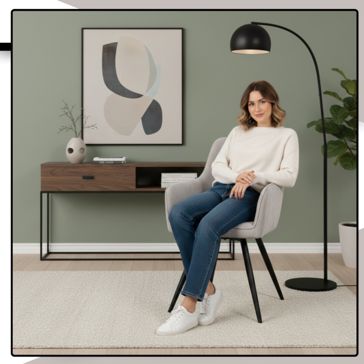 Krzesło obrotowe szare 360 stopni z czarnymi nogami sztruks