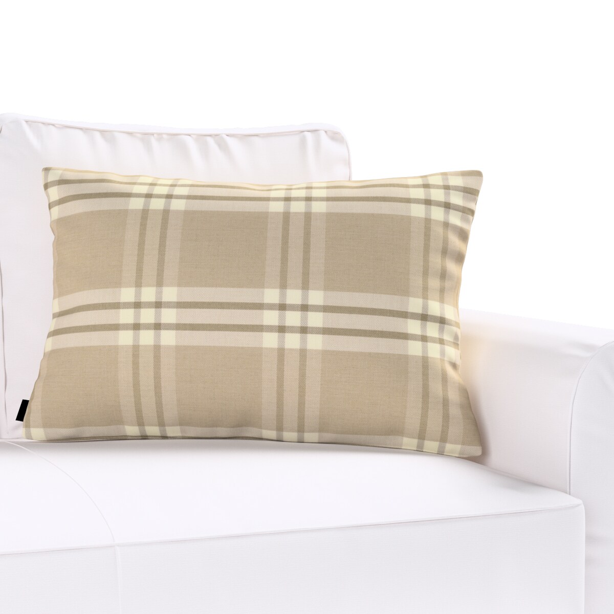 Poszewka Kinga na poduszkę prostokątną 47x28 krata beżowa