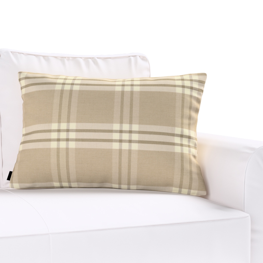 Poszewka Kinga na poduszkę prostokątną 47x28 krata beżowa