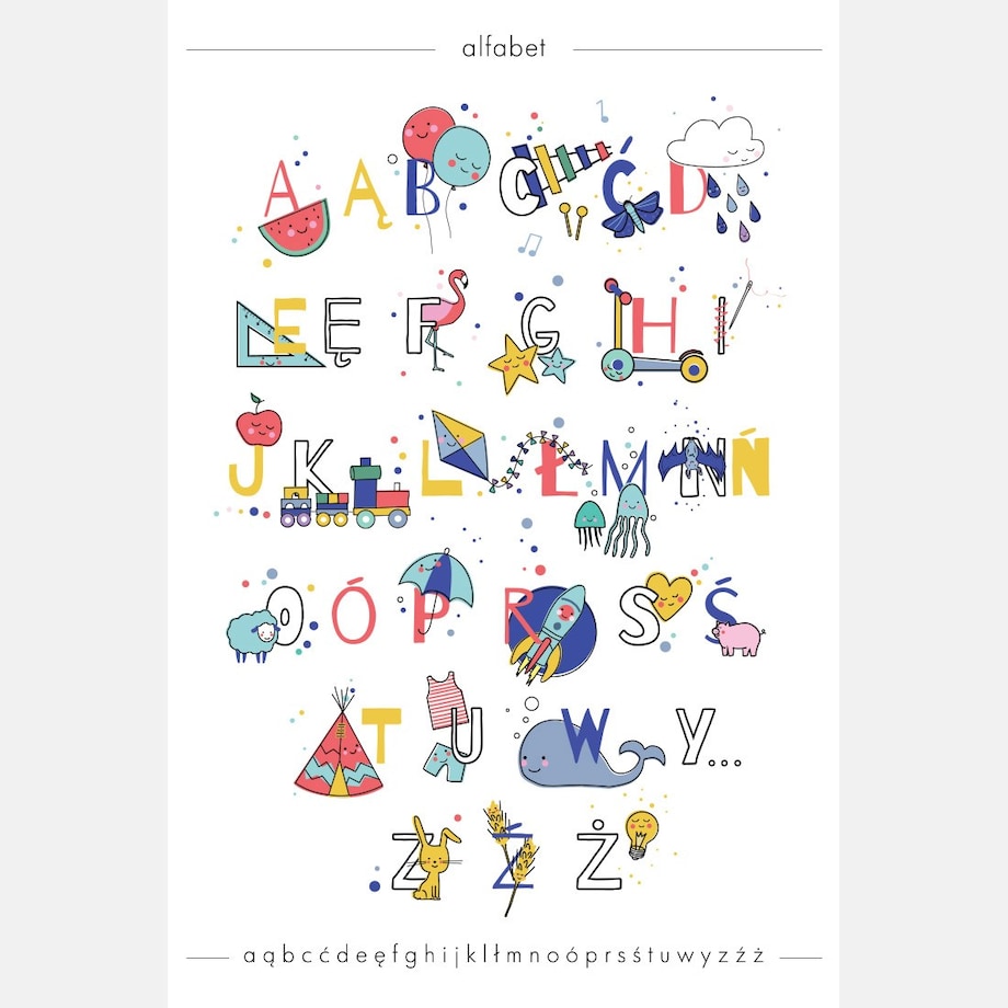 Plakat dla dzieci Alfabet kolorowy 30x40