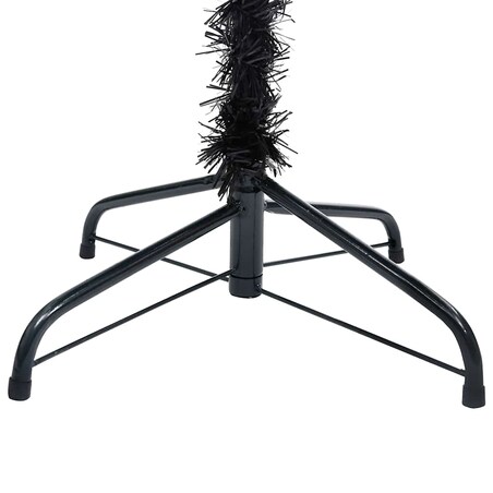 vidaXL Sztuczna choinka z lampkami i bombkami, czarna, 210 cm, PVC