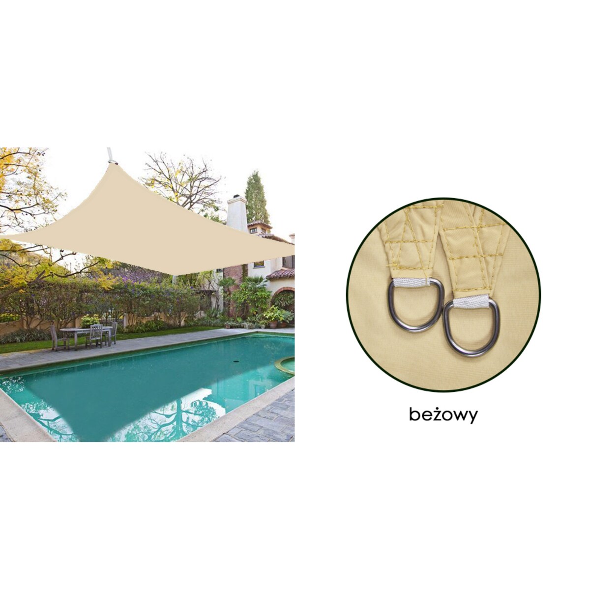 Żagiel Przeciwsłoneczny Ogrodowy Wodoodporny 3X5 M Ciemny Beżowy Zacieniacz
