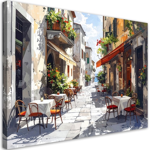 Obraz do salonu restauracji jadalni biura hotelu,Włoska kawiarnia z widokiem na morze 90x60 cm