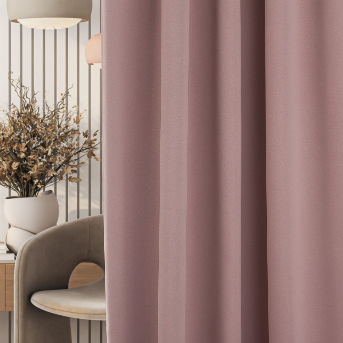 Zasłona zaciemniająca na taśmie marszczącej pudrowy róż 140 x 280 cm 1 szt. 140x280 różowy-beżowy