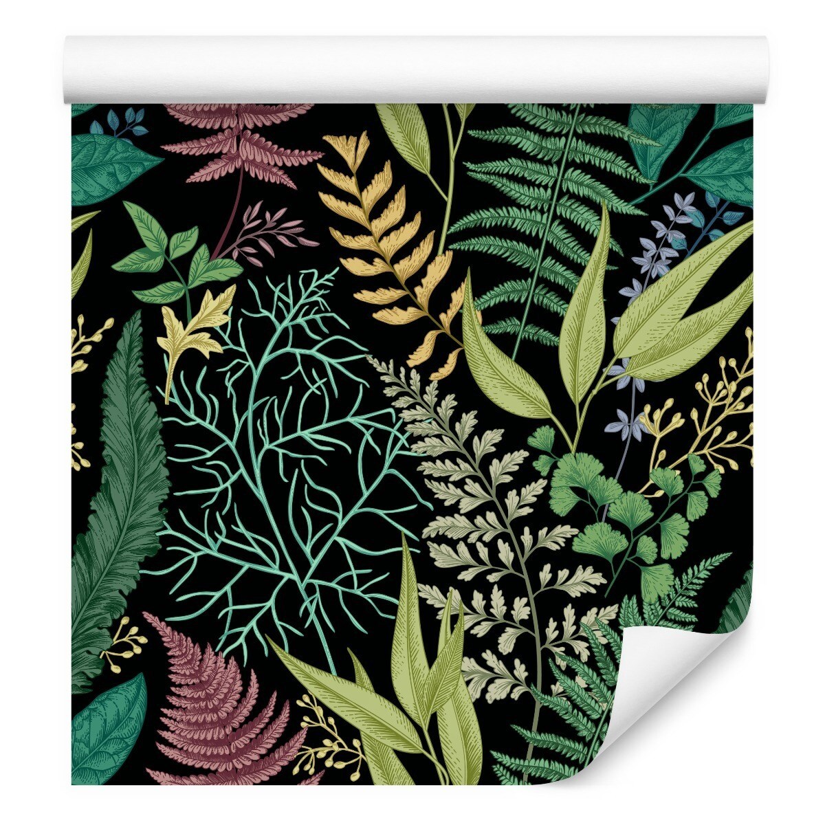 Tapeta Kolorowe Rośliny LIŚCIE Paproć Kwiaty