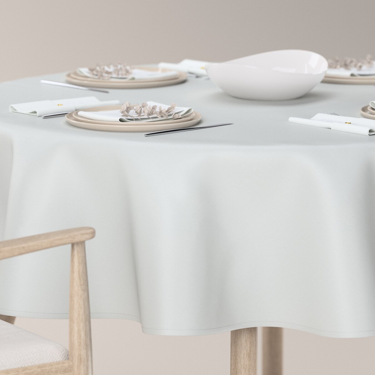 Obrus okrągły 130 x 130 cm gołębi srebrny z połyskiem