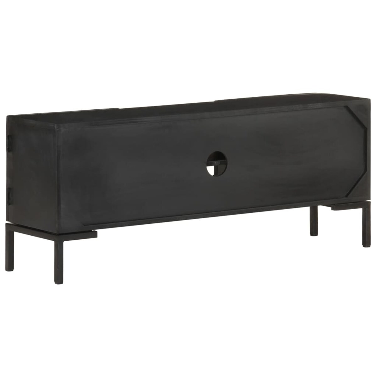 vidaXL Szafka pod TV, czarna, 115x30x46 cm, lite drewno mango