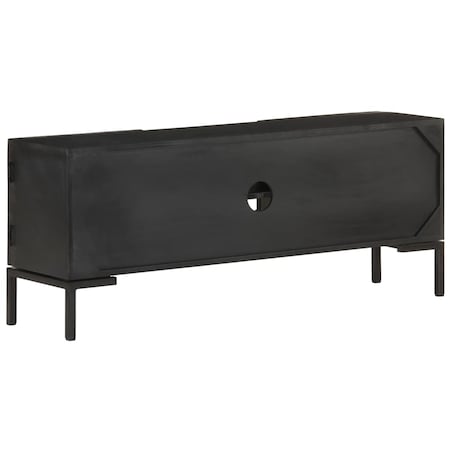 vidaXL Szafka pod TV, czarna, 115x30x46 cm, lite drewno mango