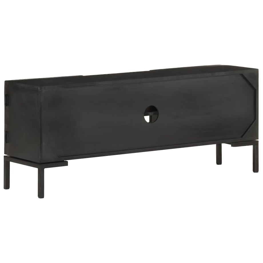 vidaXL Szafka pod TV, czarna, 115x30x46 cm, lite drewno mango