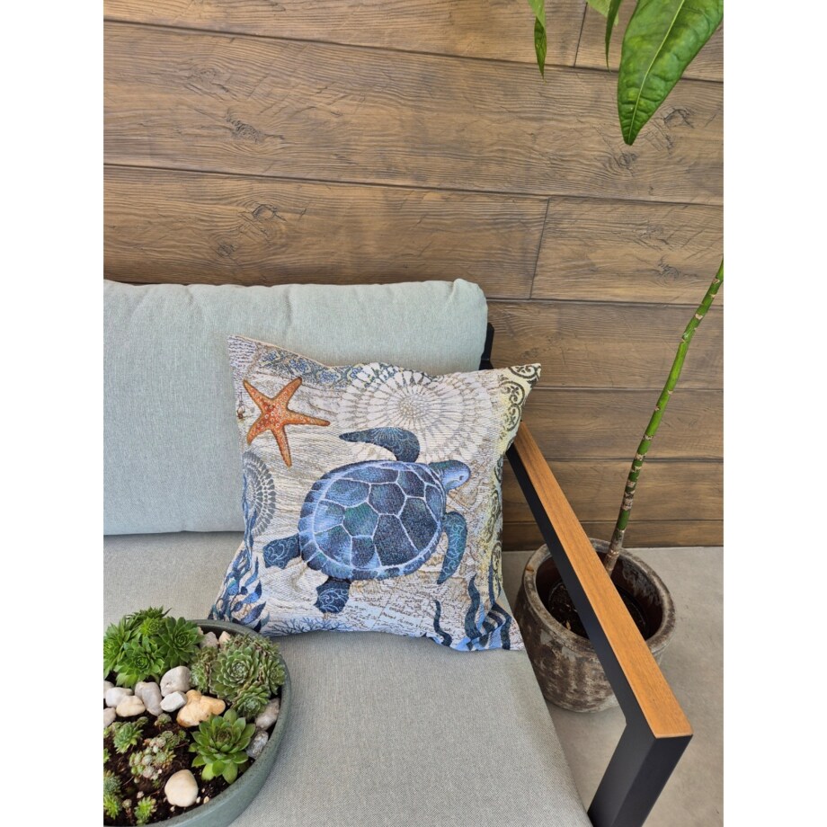 Poszewka Na Poduszkę Jasiek 45X45 Cm Żakardowa Dekoracyjna Ozdobna Nautico