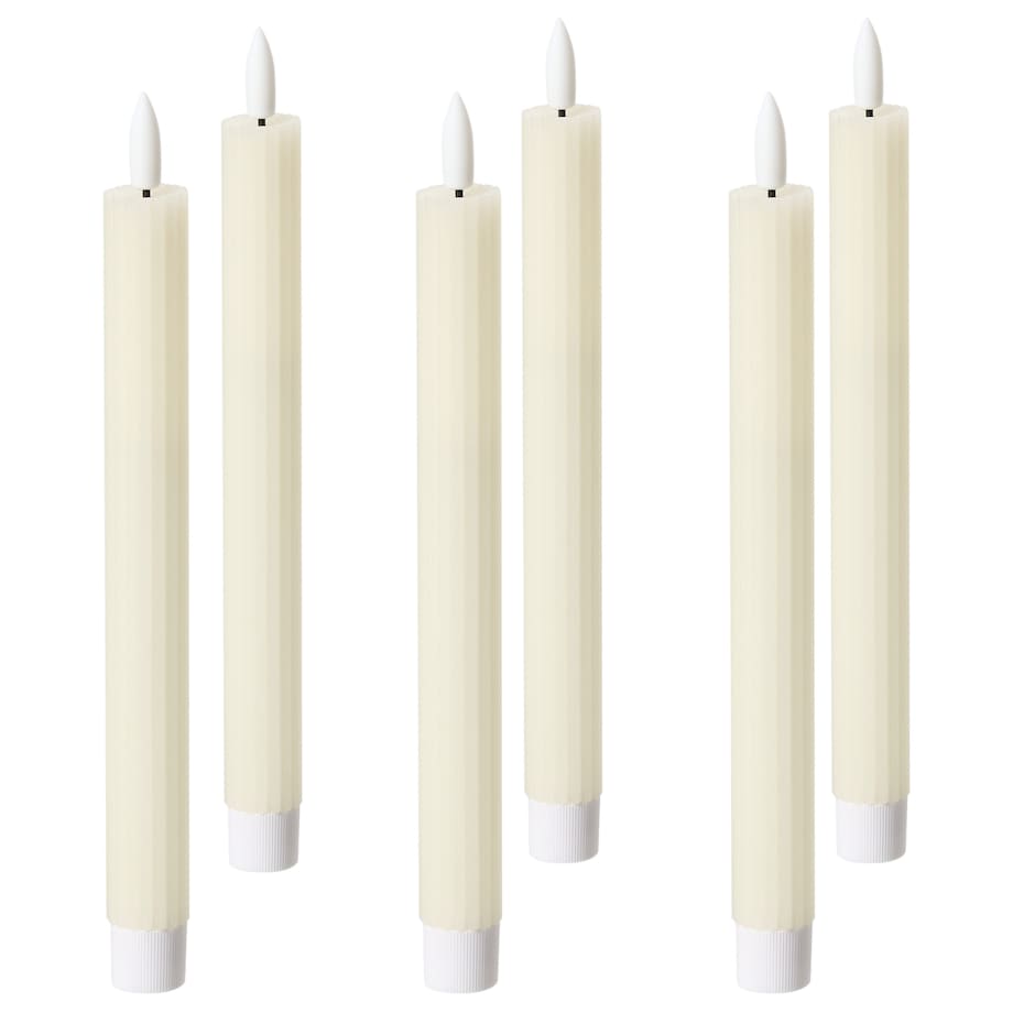 Zestaw 6 świec LED SAPHIR 24 cm Złamana biel