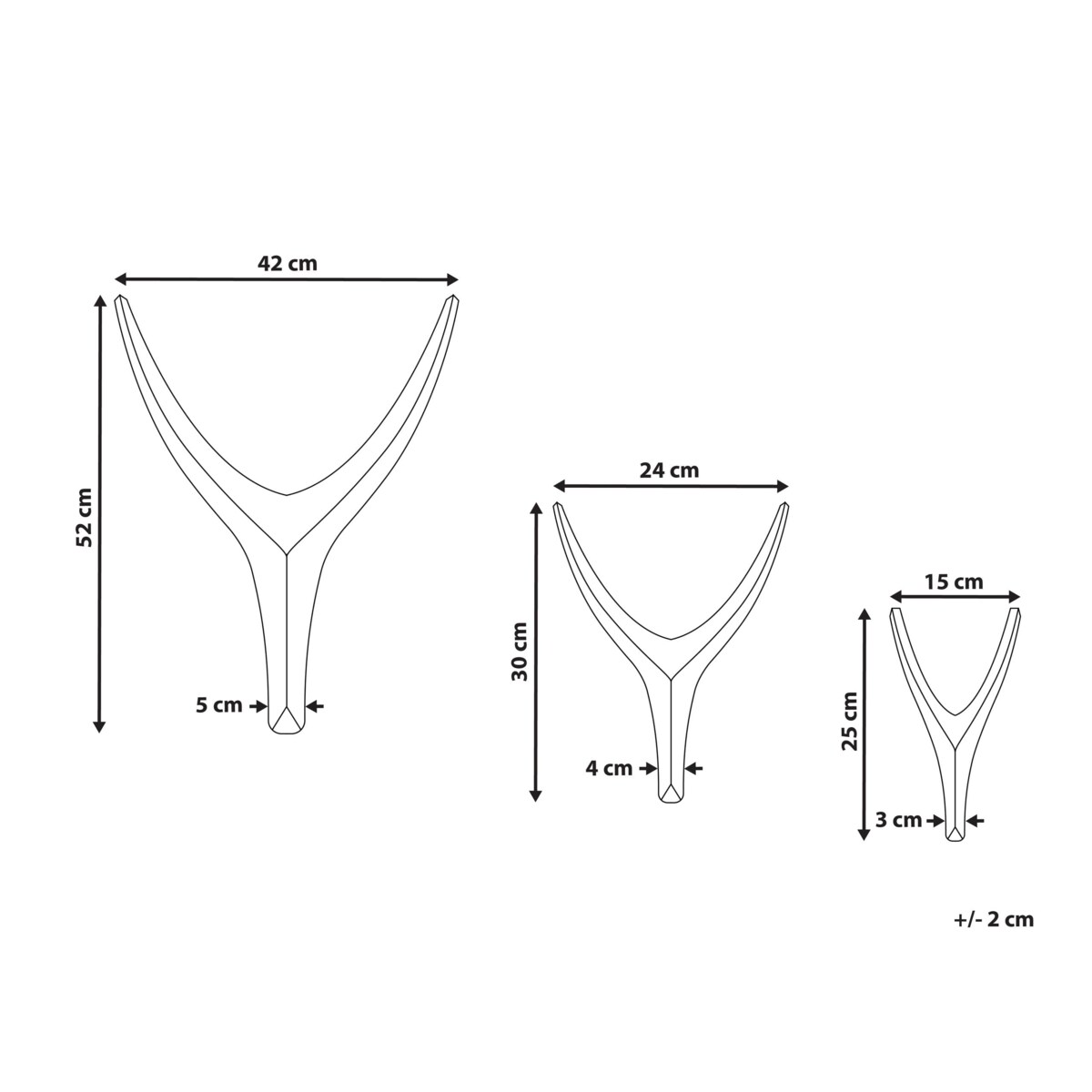 Zestaw 3 dekoracji wiszących Poroże AUCHI Drewno mango 52/30/25 cm Kolorowy