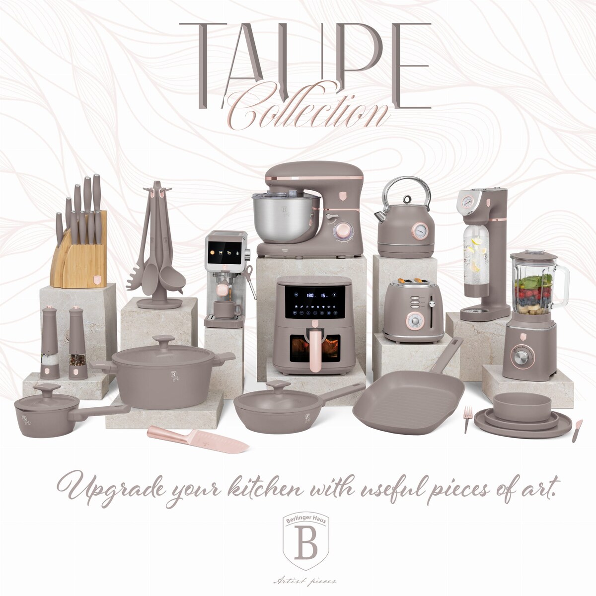 Zastawa stołowa Serwis Komplet talerzy naczyń 18 ele dla 6 osób BERLINGER HAUS Taupe