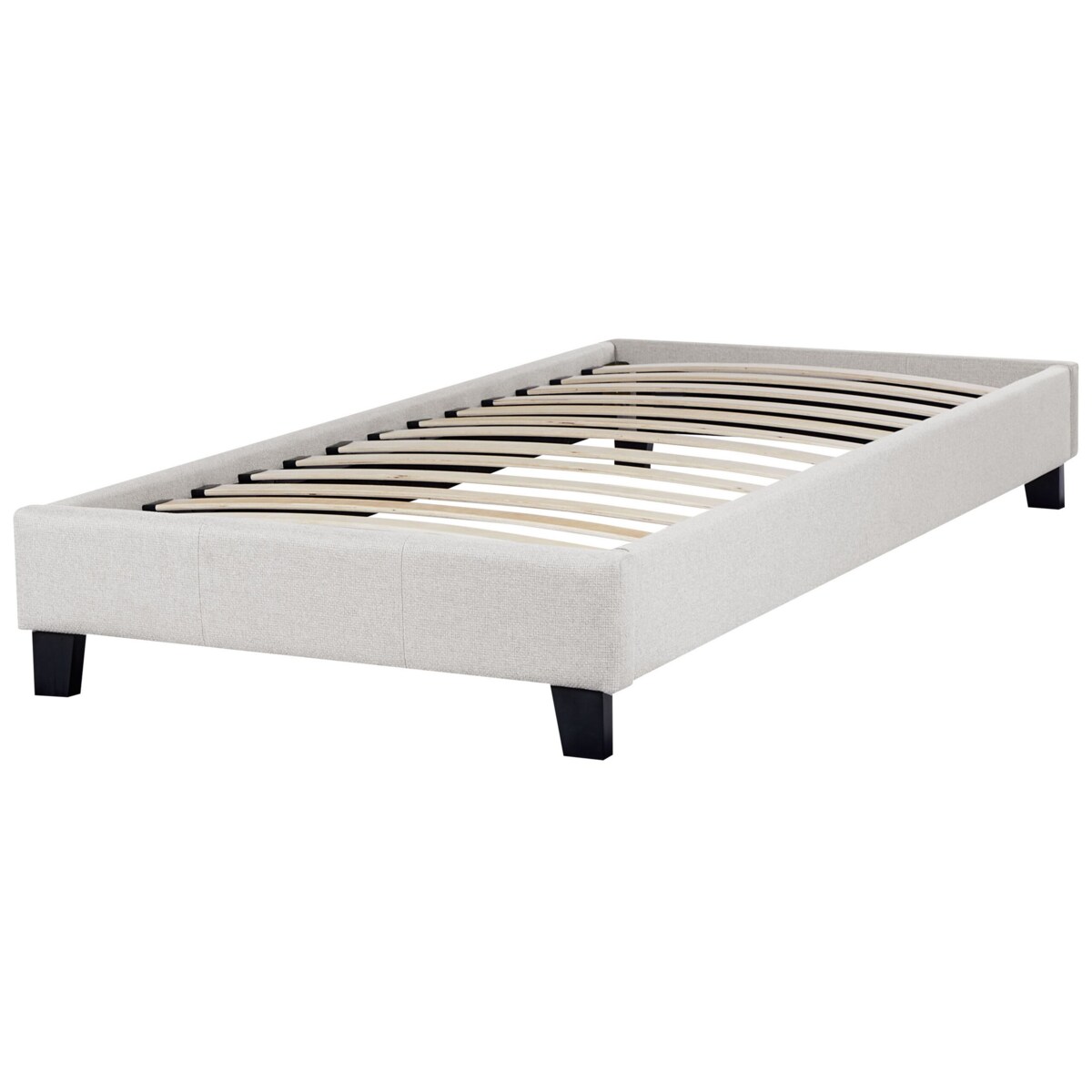 Łóżko jasnoszare tapicerowane ze stelażem 90 x 200 cm ROANNE