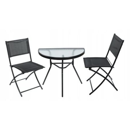 Półokrągły stolik balkonowy ze szklanym blatem