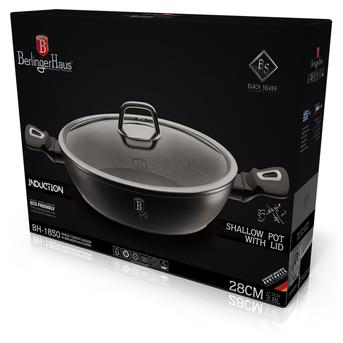 Garnek płaski 3.8L 28cm BERLINGER HAUS Black Silver