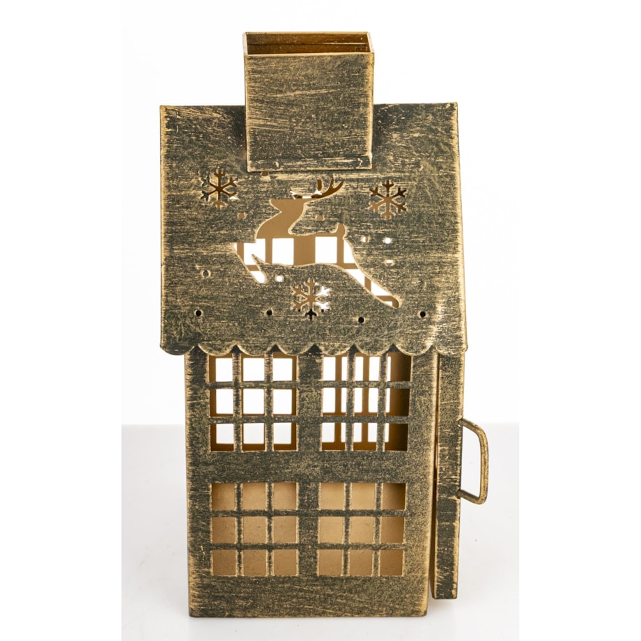 Dekoracja - metalowy domek 20x11,5x10 cm MIHNU z jeleniem na dachu