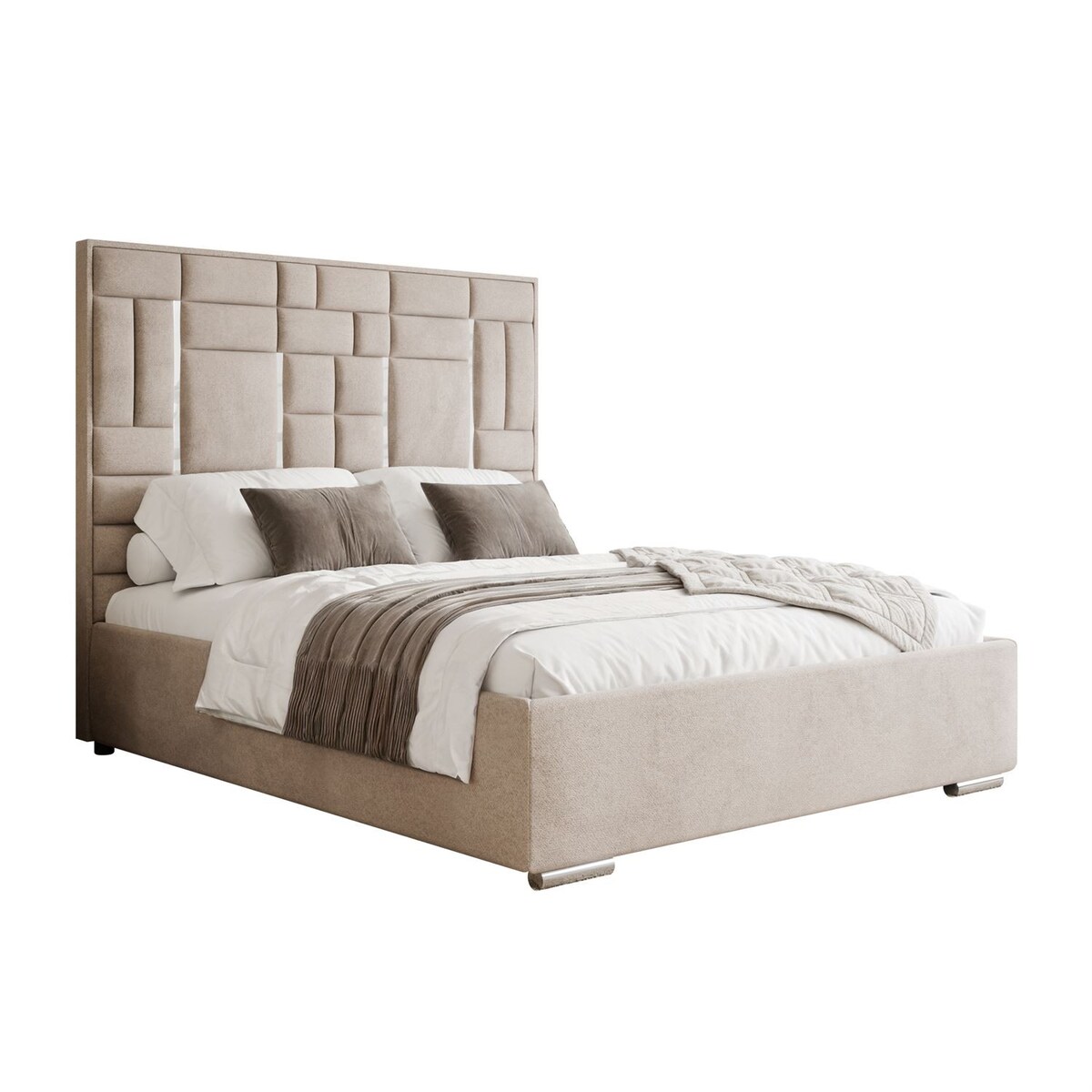 Łóżko tapicerowane BRIGITTE SILVER, pojemnik na pościel, s34, 180x200, Element 17