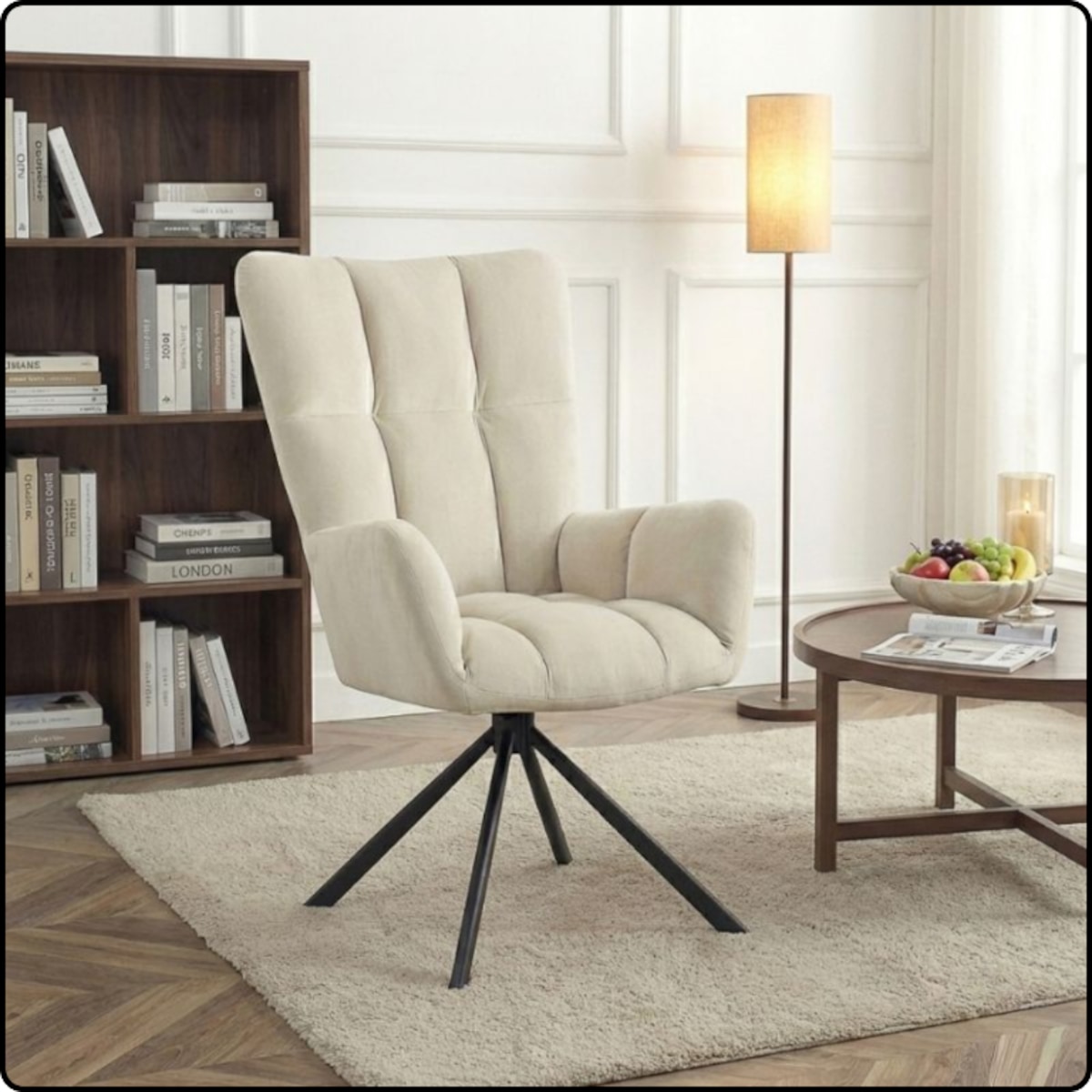 Krzesło tapicerowane obrotowe 180 do salonu jadalni nowoczesne welurowe beżowy