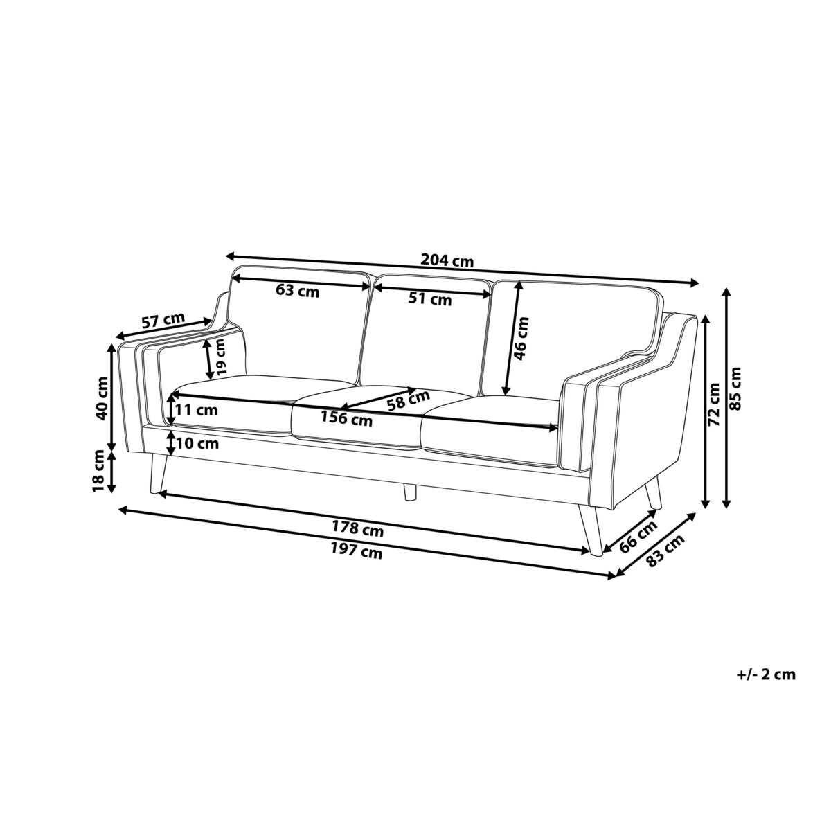 Sofa 3-osobowa tapicerowana biała LOKKA