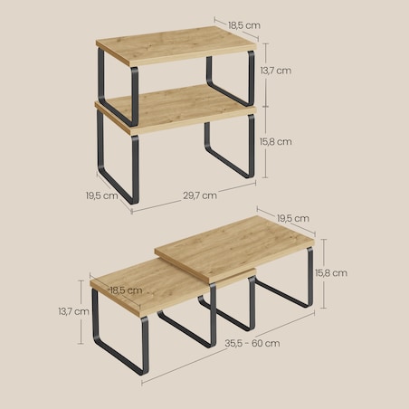 Półki Kuchenne 2 Szt w nowoczesnym stylu dąb artisan, czarny