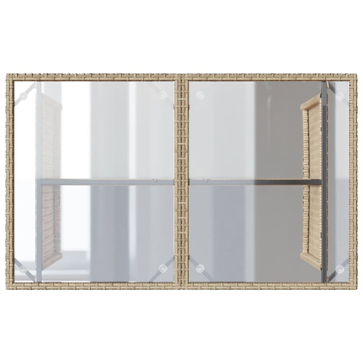 vidaXL Stół ogrodowy ze szklanym blatem, beż, 110x68x70 cm, polirattan