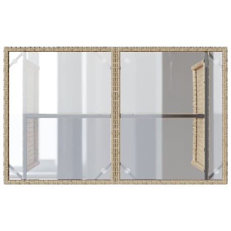 vidaXL Stół ogrodowy ze szklanym blatem, beż, 110x68x70 cm, polirattan